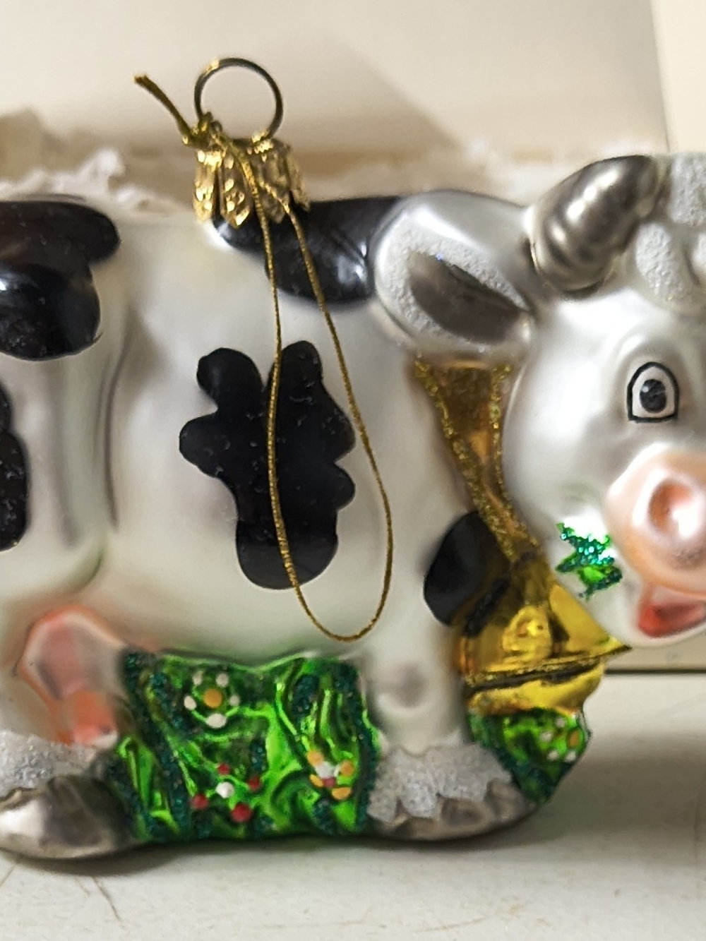 Komozja Hand Crafted Glass Cow Ornament Made In Poland.